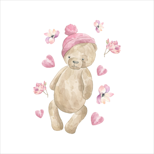 Bavlna exclusive PANEL M medvídek v květinách