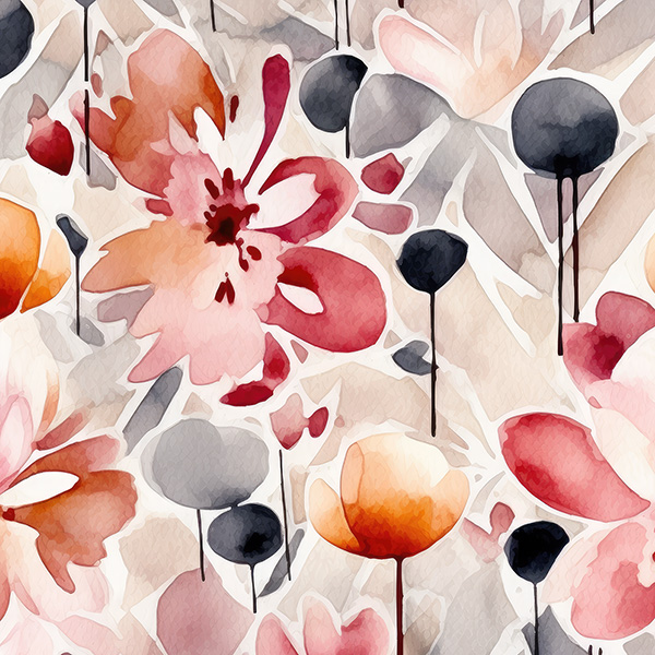 Levně Bambusové plátno s bavlnou limitka akvarelové květiny Aiva