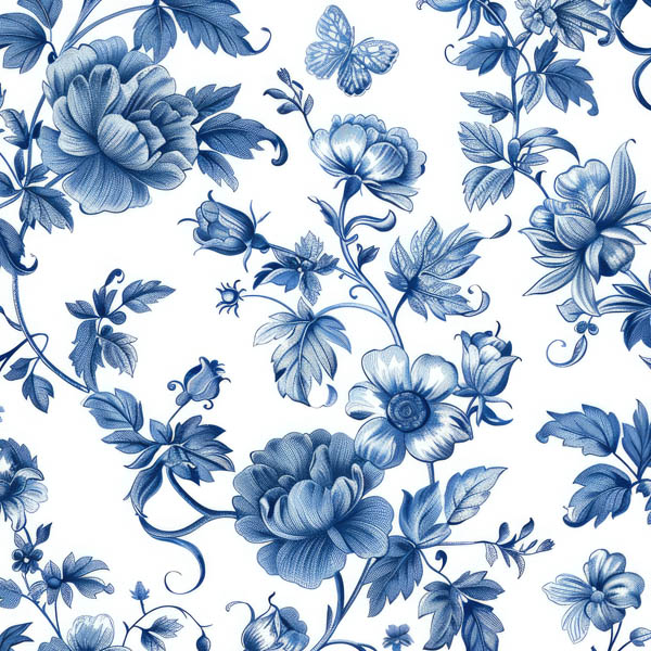 Levně Bavlna premium Takoy blue flowers