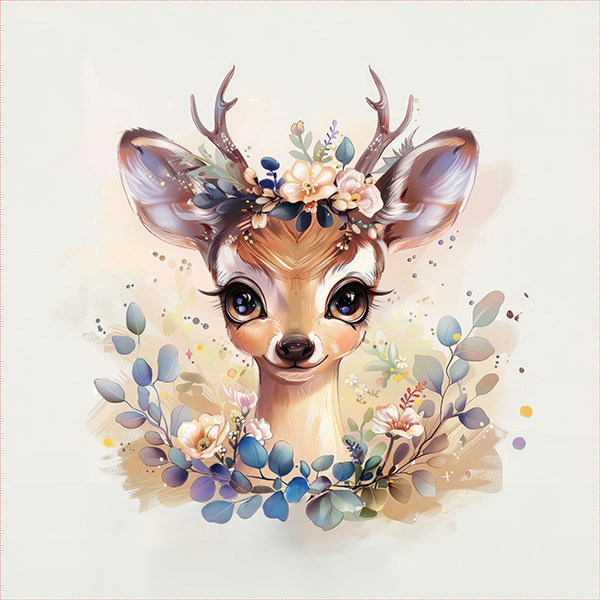 Levně Bavlna premium NELA PANEL M flowers deer