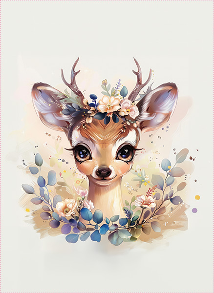 Levně Bavlna premium NELA PANEL XL flowers deer