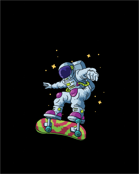 Panel na batoh 50x40 modrý astronaut na skateboardu