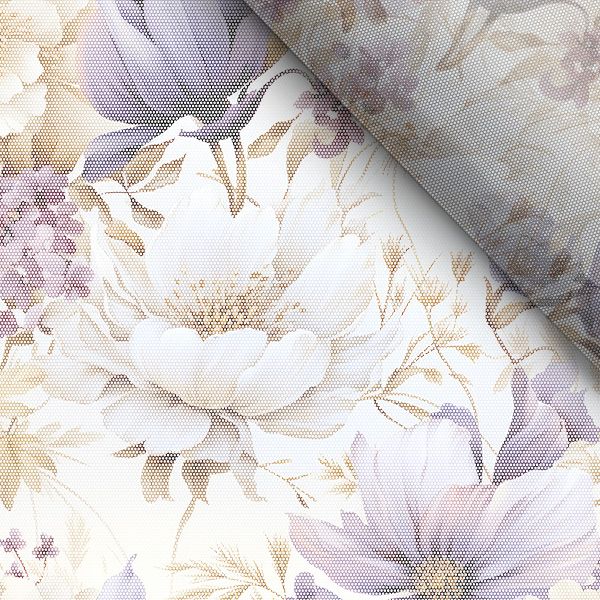Flaušová kabátovina fialové květiny Vilma