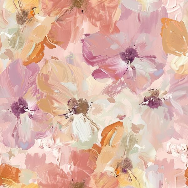 Látka s potiskem nepromokavý polyester TD/NS růžové květy Leyla MAXI vzor