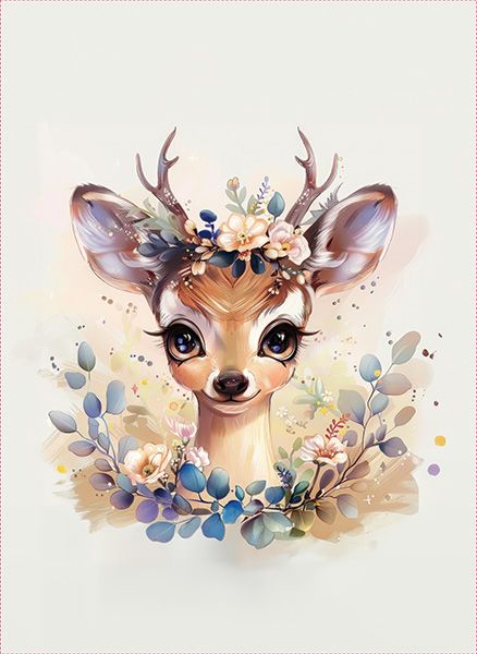 Panel z nepromokavého polyesteru 49x49 flowers deer