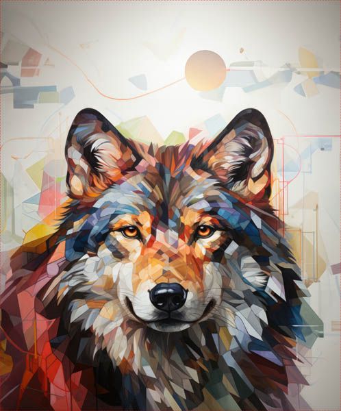 Panel z nepromokavého polyesteru 50x50 geometrický vlk