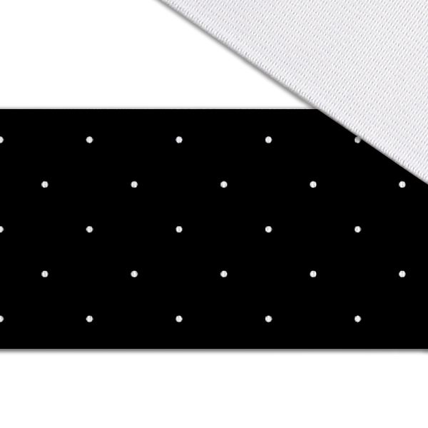 Prošívaná šusťákovina bílé puntíky 4mm na černé