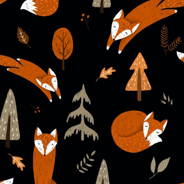 Panel se střihem na softshell kalhoty podzimní lišky černé 164
