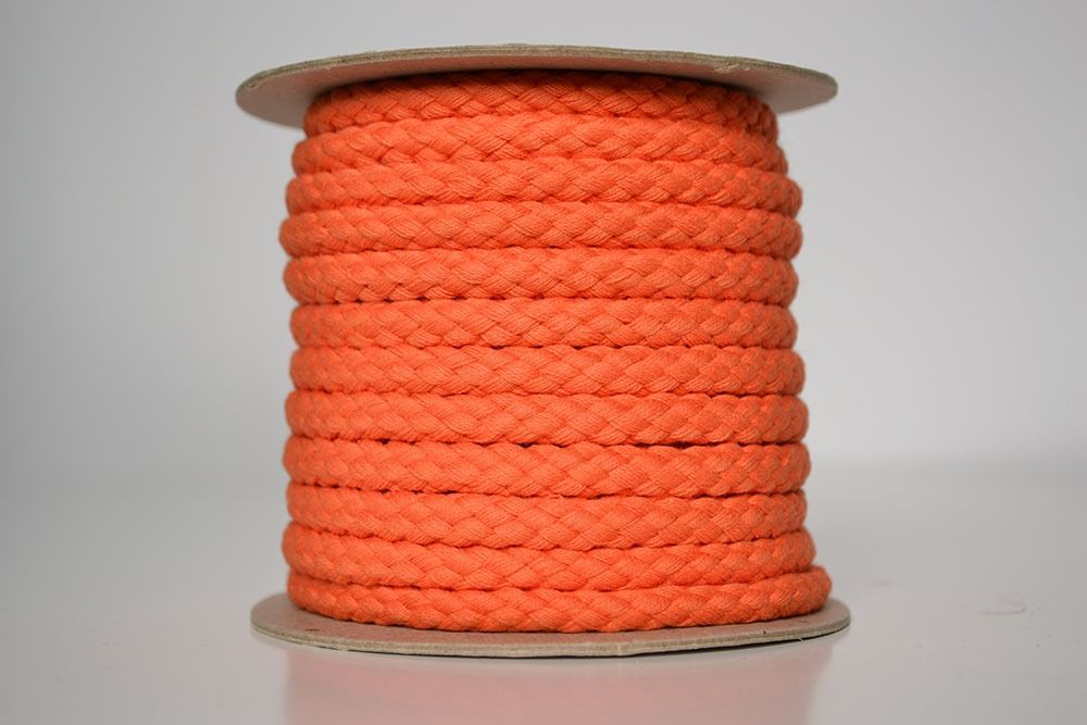 Pletená bavlněná šňůra oranžová 1 cm premium