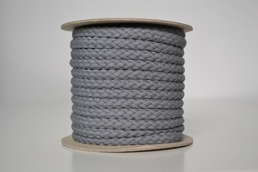 Pletená bavlněná šňůra šedá 1 cm premium