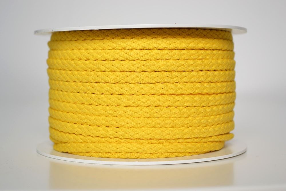 Pletená bavlněná šňůra žlutá 5 mm premium