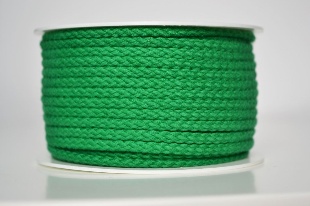 Pletená bavlněná šňůra zelená tráva 5 mm premium