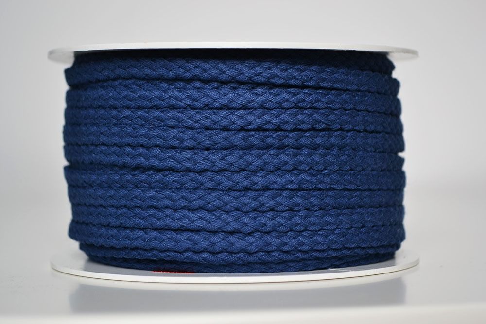 Pletená bavlněná šňůra modrá 5 mm premium