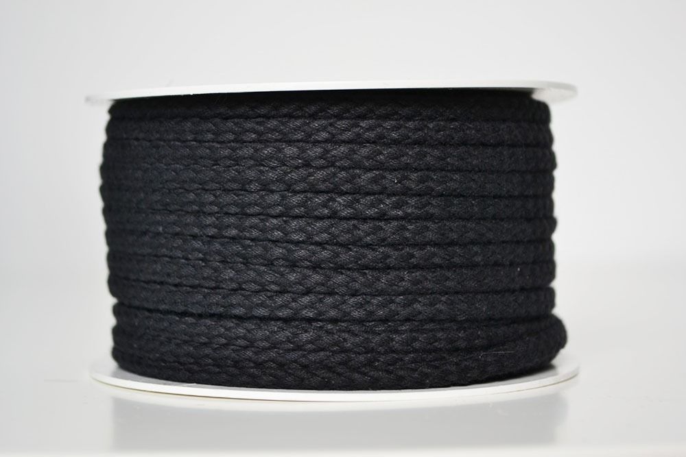 Pletená bavlněná šňůra černá 5 mm premium