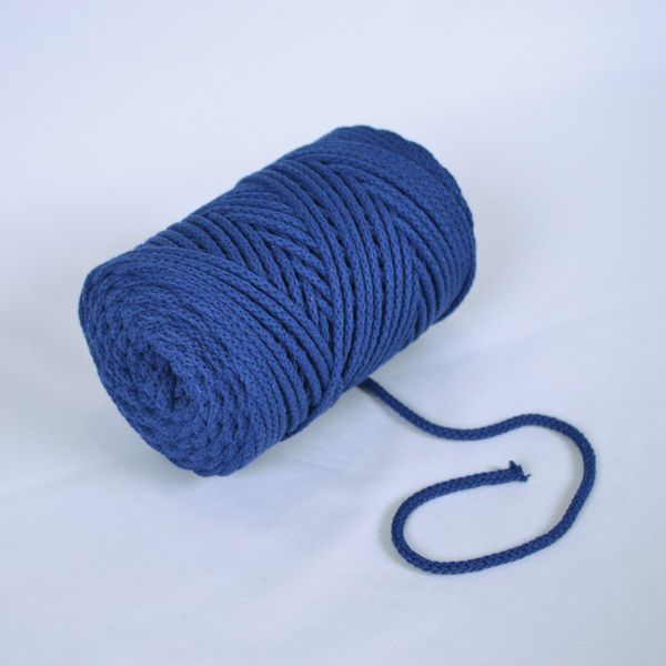 Pletená bavlněná šňůra 6mm premium pařížská modrá