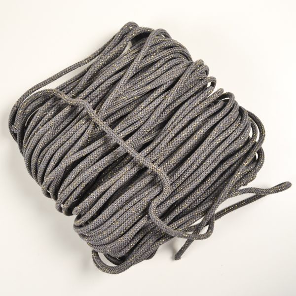 Třpytivá pletená bavlněná šňůra s lurexem 7mm premium šedý melír
