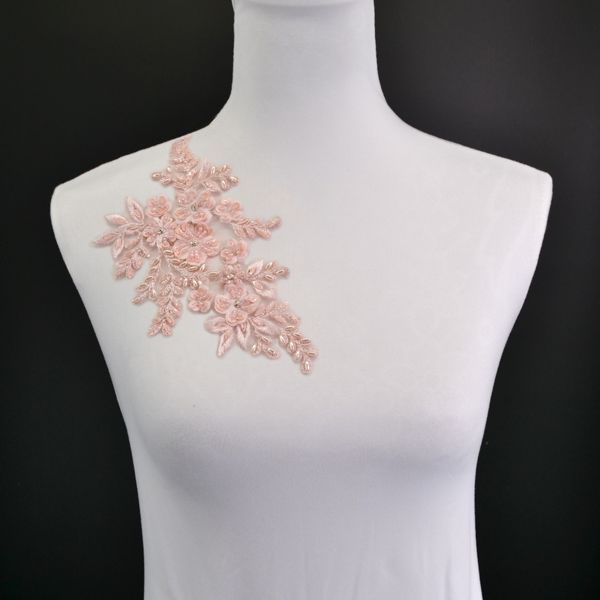 Aplikace na šaty kytice růžová - levá strana