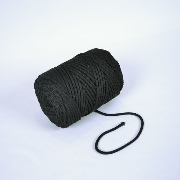 Pletená bavlněná šňůra 6mm premium černá