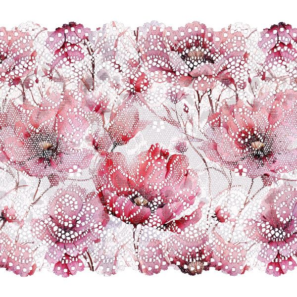 Stuha saténová 5cm květy Růžová krása
