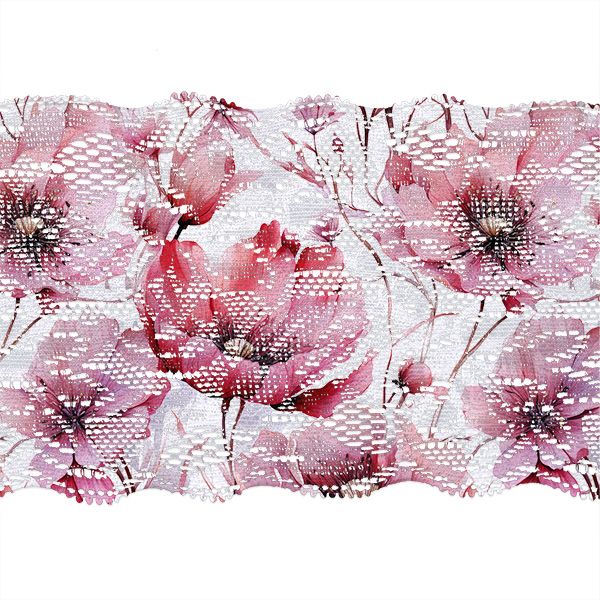 Bambusové plátno s bavlnou limitka květiny Růžová krása