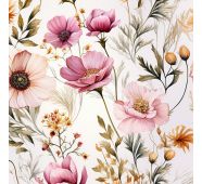 Látka s potiskem nepromokavý polyester TD/NS letní květiny Romantika
