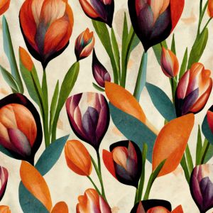 Hladký šifon/silky jarní tulipány