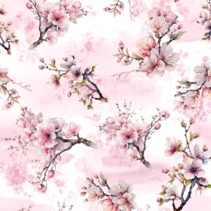 Hladký šifon/silky sakura květy