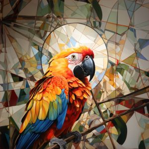 Panel z nepromokavého polyesteru 50x50 papoušek