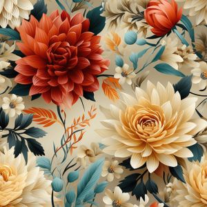 Látka s potiskem nepromokavý polyester TD/NS romantické květiny Riam