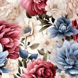 Imitace bavlny romantické květiny Bordo
