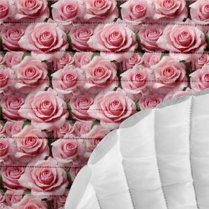 Prošívaná šusťákovina foto růže světle růžová