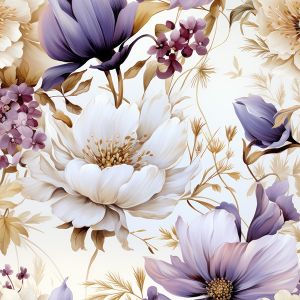 Flaušová kabátovina fialové květiny Vilma