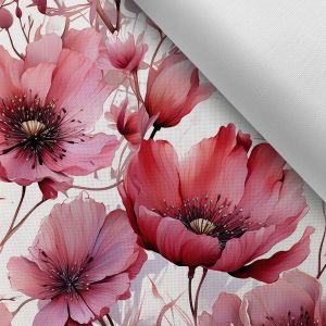 Látka s potiskem nepromokavý polyester TD/NS květiny Růžová krása