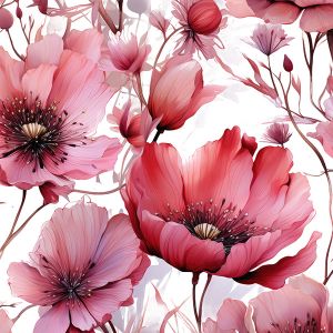 Flaušová kabátovina květiny Růžová krása