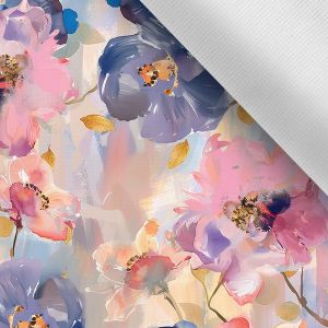 Letní pružný softshell jarní květiny pastel malovaný