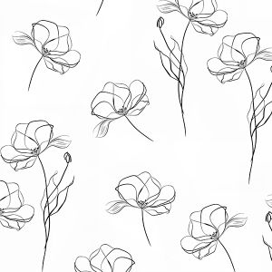 Bavlna premium Takoy květiny skica maxi vzor