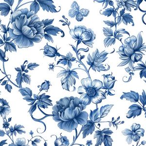 Bavlna premium Takoy blue flowers