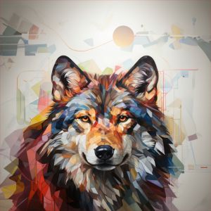 Panel z nepromokavého polyesteru 50x50 geometrický vlk