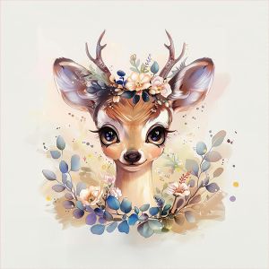 Panel z nepromokavého polyesteru 49x49 flowers deer