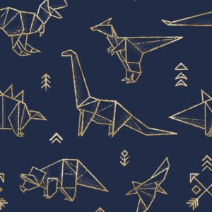 Panel na PUL kalhotky geometrické dinosaury na tmavě modré