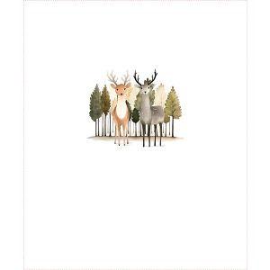 Teplákovina Takoy PANEL 50x60 cm malovaná zvířátka akvarel jeleni