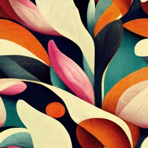 Zbytek - Viskózové plátno 150 cm abstraktní květy oblé