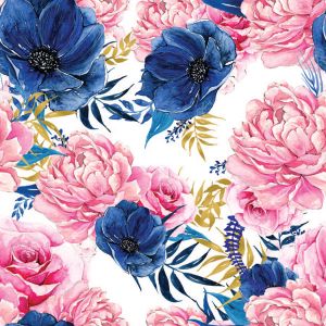 2. Třída - PUL panel na svrchní kalhotky růžovo modré květy