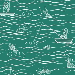 Zbytek - Látka na plavkové šortky rybář