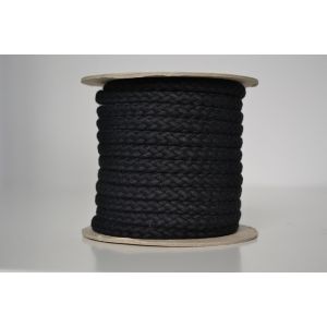 Zbytek - Pletená bavlněná šňůra černá 1 cm premium