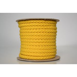 Pletená bavlněná šňůra žlutá 1 cm premium