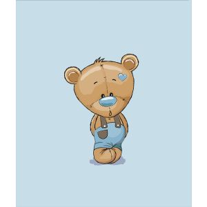 Látka bavlněné plátno premium PANEL L 60x40 baby bear blue