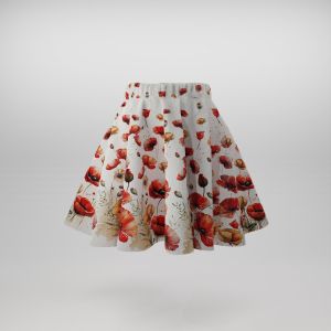 Panel na dětskou kolovou sukni bavlna premium vlčí máky malované
