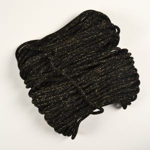 Třpytivá pletená bavlněná šňůra s lurexem 7mm premium černá