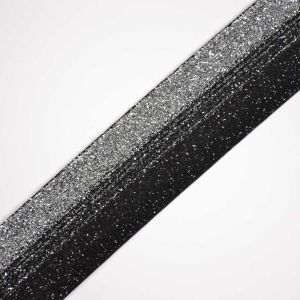 Elastická třpytivá guma 4 cm stříbrno-černá